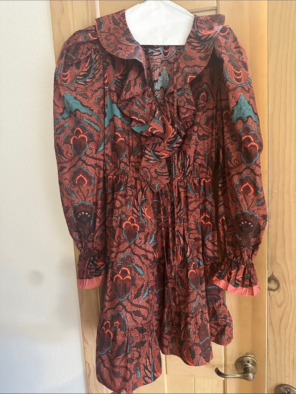 Ulla Johnson Women's Ruffled Long-Sleeve Floral Print Dress - Rust Teal